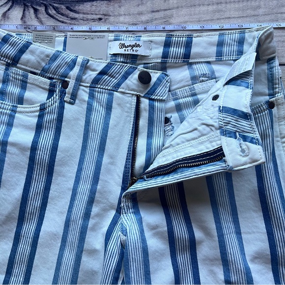 Wrangler Blue & White Striped Bailey Flare Retro Jeans - Picture 10 of 14